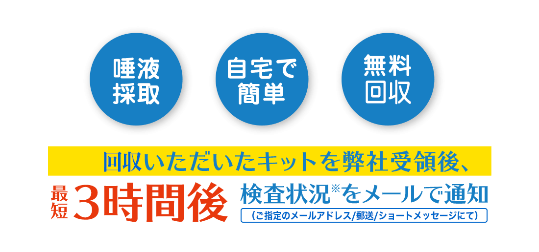 最短3時間後 検査状況をメールで通知